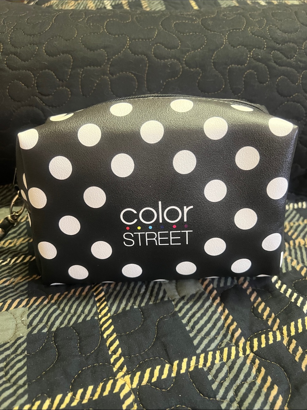 Color Street Black and White Polka Dot Cosmetic Bag